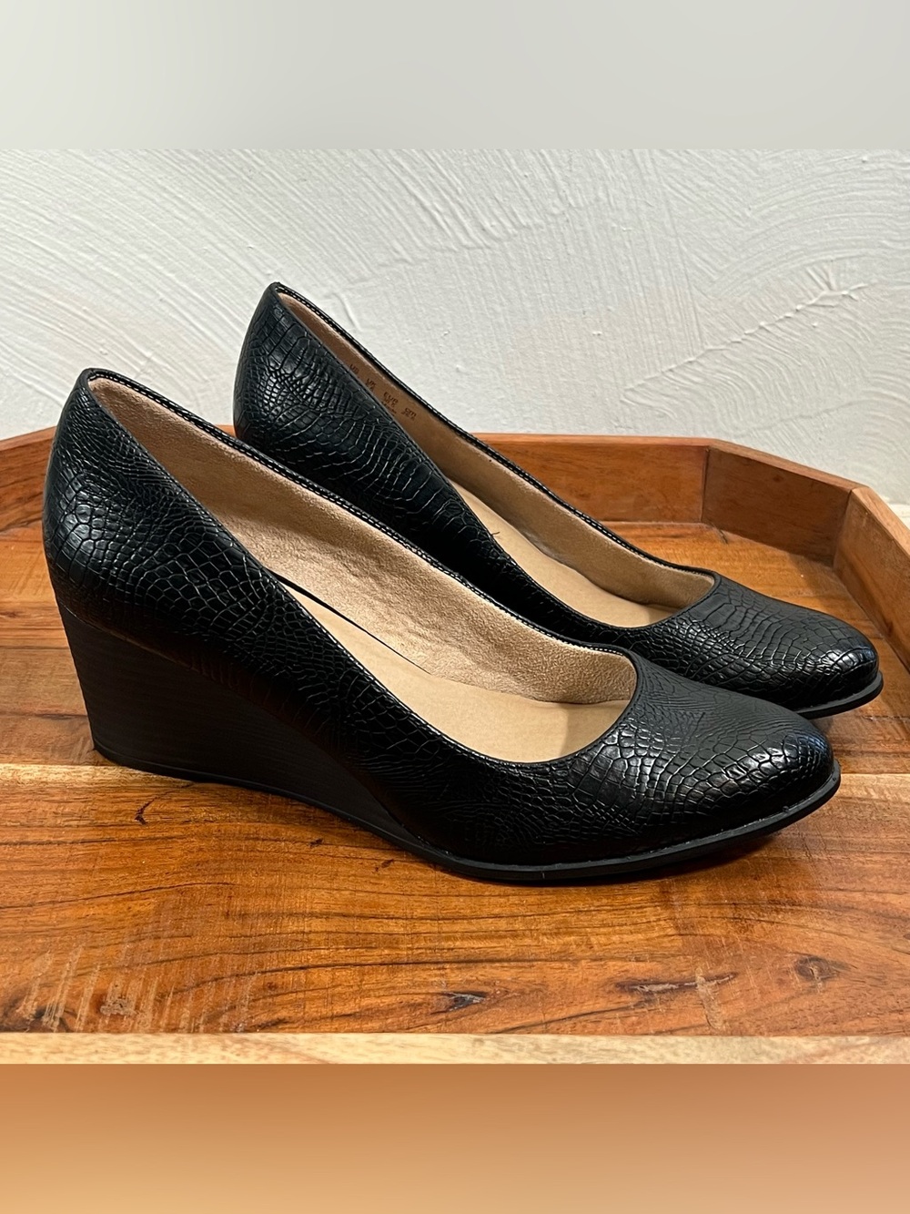 Naturalizer SOUL Glimmer Black Wedge Slip On Pump Heels Women’s 8.5 M